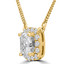 1 1/6 CTW Radiant Diamond Cushion Halo Necklace in 14K Yellow Gold (MD200540)