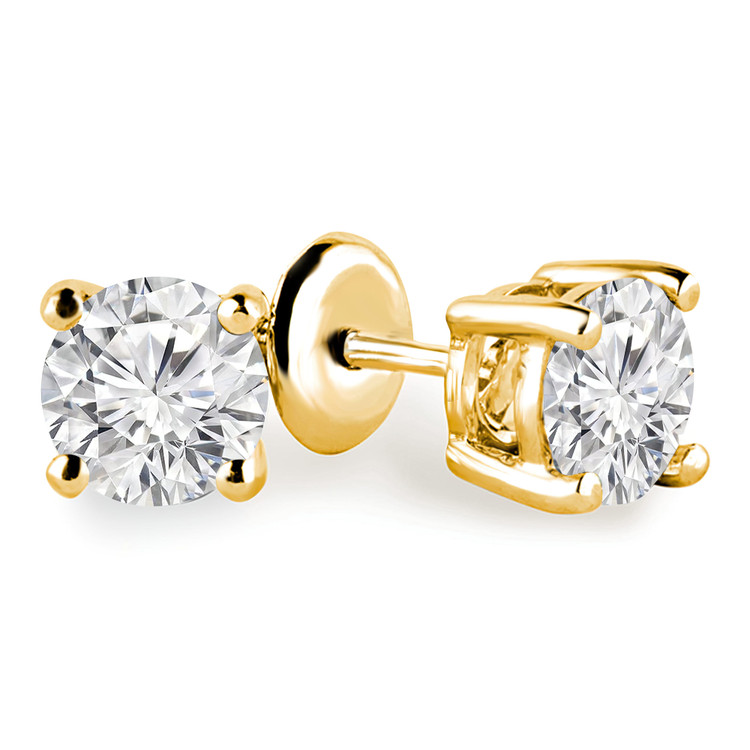 1/7 CTW Round Diamond 4-Prong Solitaire Stud Earrings in 14K Yellow Gold (MD200564)