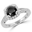 2 3/5 CTW Round Black Diamond Double-Prong Halo Engagement Ring in 14K White Gold (MD200589)
