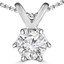 1/8 CT Round Diamond 6-Prong Solitaire Pendant Necklace in 14K White Gold (MD200606)