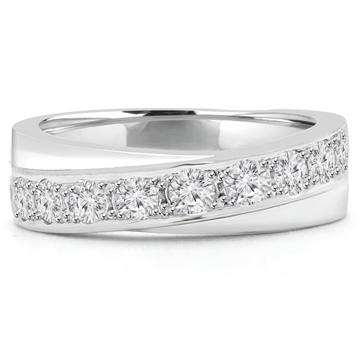 3/5 CTW Round Diamond Semi-Eternity Wedding Band Ring in 14K White Gold (MD210137)