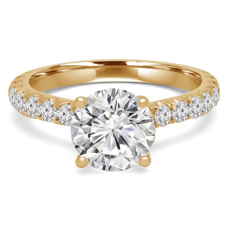 1 9/10 CTW Round Diamond Solitaire with Accents Engagement Ring in 14K Yellow Gold (MD210314)