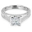 7/8 CTW Princess Diamond Vintage Cathedral Solitaire with Accents Engagement Ring in 14K White Gold (MD210317)