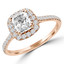 1 1/3 CTW Cushion Diamond Cathedral Cushion Halo Engagement Ring in 14K Rose Gold with Accents (MD210284)