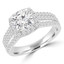 1 3/4 CTW Round Diamond Three-row Split-Shank Cushion Halo Engagement Ring in 14K White Gold with Accents (MD210289)