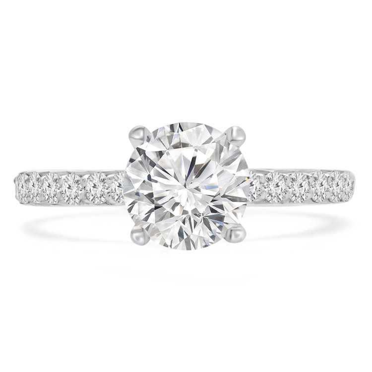 1 3/8 CTW Round Diamond Solitaire with Accents Engagement Ring in 14K White Gold (MD210323)