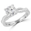 1 1/4 CTW Round Diamond Braided-Shank Solitaire with Accents Engagement Ring in 14K White Gold (MD210329)