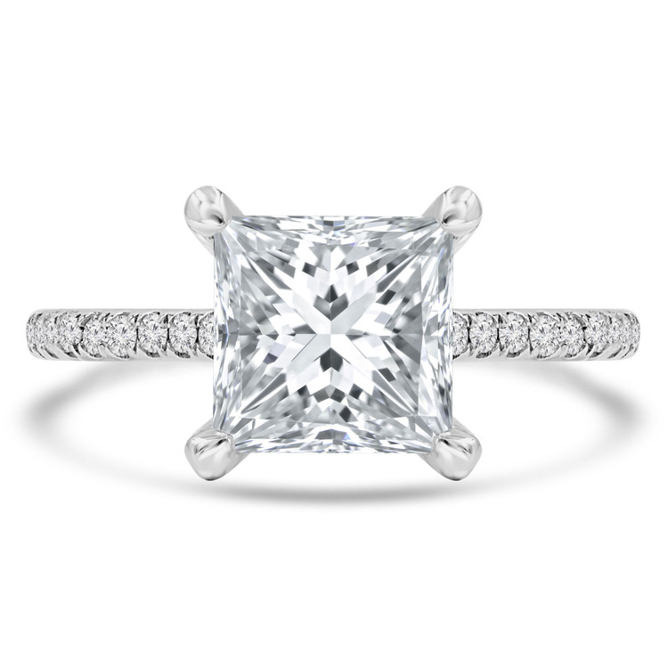 2 1/8 CTW Princess Diamond Solitaire with Accents Engagement Ring in 14K White Gold (MD210332)