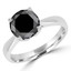 2 1/8 CT Round Black Diamond Solitaire Engagement Ring in 14K White Gold (MD210336)