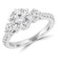 2 1/10 CTW Round Diamond 6-Prong Tapered Three-Stone Engagement Ring in 14K White Gold with Accents (MD210338)