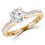 1 1/3 CTW Round Diamond Solitaire with Accents Engagement Ring in 14K Yellow Gold (MD210339)