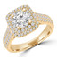 1 3/4 CTW Round Diamond Three-row Double Cushion Halo Engagement Ring in 14K Yellow Gold (MD210352)