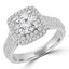 1 3/4 CTW Round Diamond Three-row Double Cushion Halo Engagement Ring in 14K White Gold (MD210353)