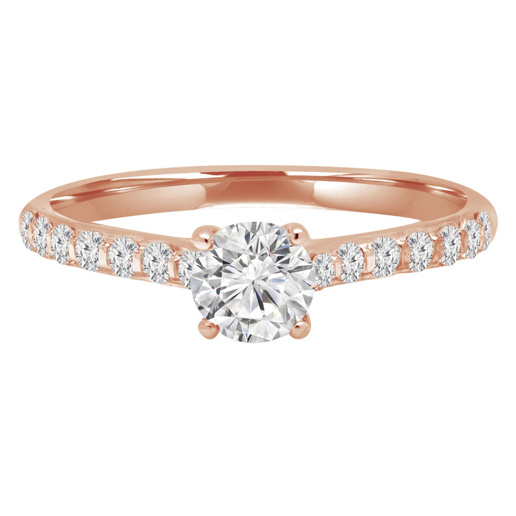 2/3 CTW Round Diamond Solitaire with Accents Engagement Ring in 14K Rose Gold (MD210375)