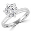 1 CTW Round Diamond 6-Prong Hidden Halo Solitaire with Accents Engagement Ring in 14K White Gold (MD210378)