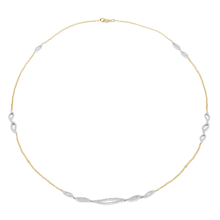 1 1/4 CTW Round Diamond White and Yellow Teardrop Necklace in 14K Two-Tone Gold (MDR210015)