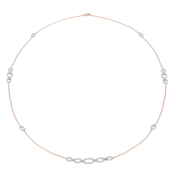 2 1/7 CTW Round Diamond White and Rose Chain Necklace in 14K Two-Tone Gold (MDR210018)