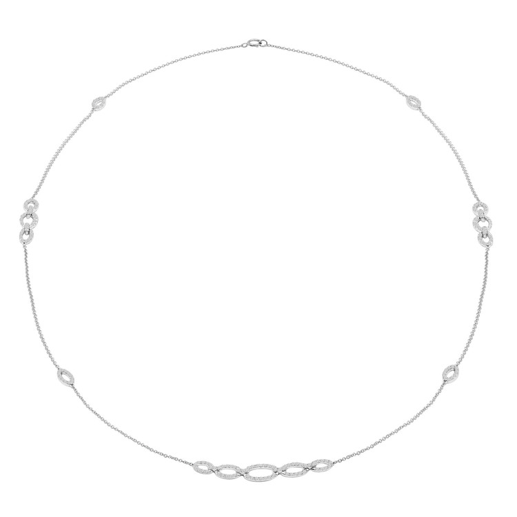 2 1/7 CTW Round Diamond Chain Necklace in 14K White Gold (MDR210019)