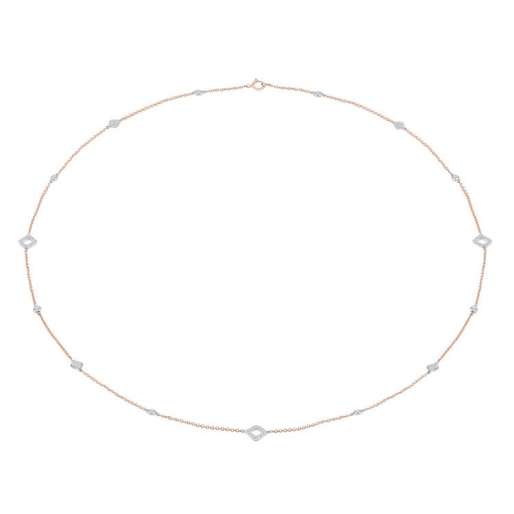 9/10 CTW Round Diamond White and Rose Diamonds By the Yard Necklace in 14K Two-Tone Gold (MDR210020)