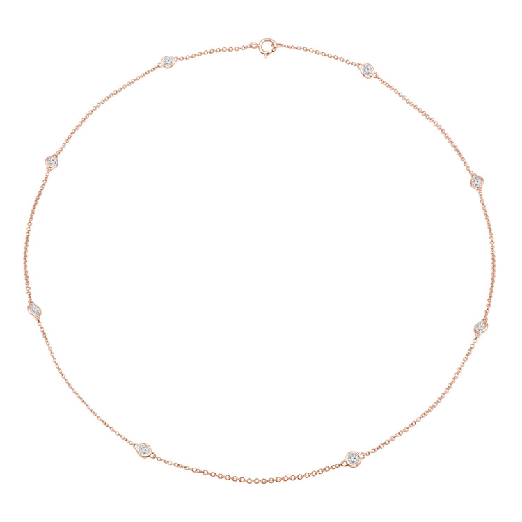1 CTW Round Diamond Bezel Set Diamonds By the Yard Necklace in 14K Rose Gold (MDR210023)