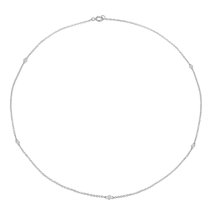 1/7 CTW Round Diamond Bezel Set Diamonds By the Yard Necklace in 14K White Gold (MDR210028)