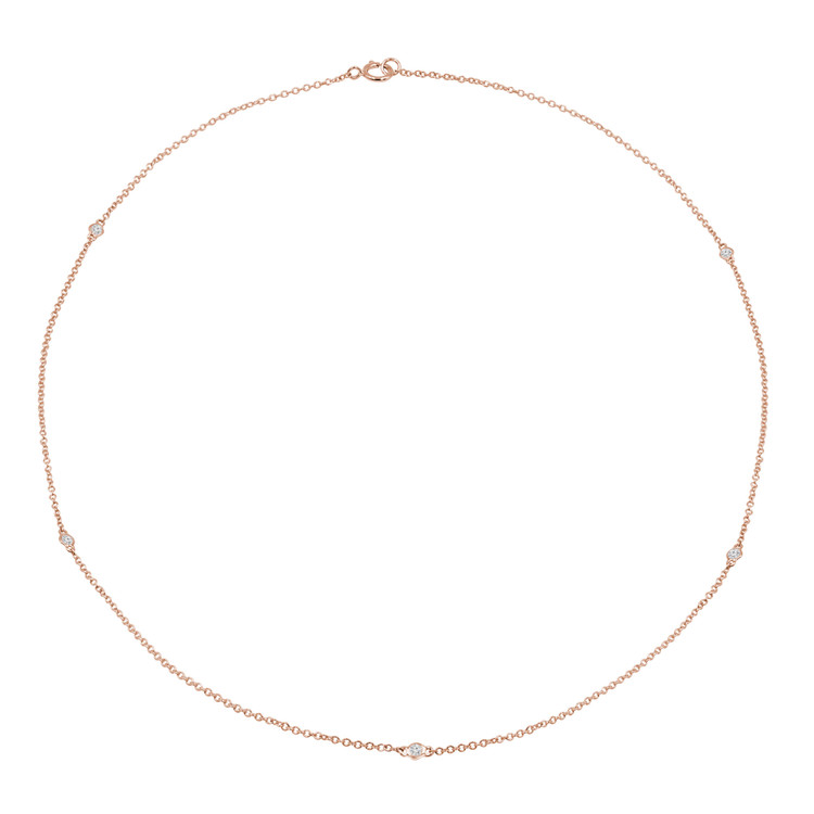 1/6 CTW Round Diamond Bezel Set Diamonds By the Yard Necklace in 14K Rose Gold (MDR210029)