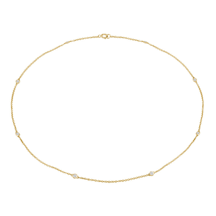 1/3 CTW Round Diamond Bezel Set Diamonds By the Yard Necklace in 14K Yellow Gold (MDR210033)
