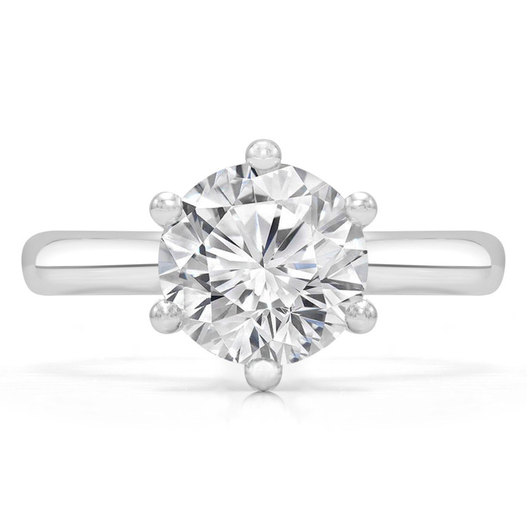 9/10 CTW Round Diamond 6-Prong Hidden Halo Solitaire with Accents Engagement Ring in 14K White Gold (MD210382)
