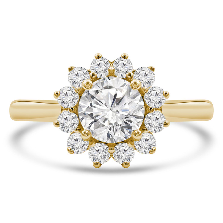 1 2/5 CTW Round Diamond Floral Halo Engagement Ring in 14K Yellow Gold (MD210398)