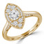 7/8 CTW Round Diamond Marquise Halo Engagement Ring in 14K Yellow Gold (MD210401)