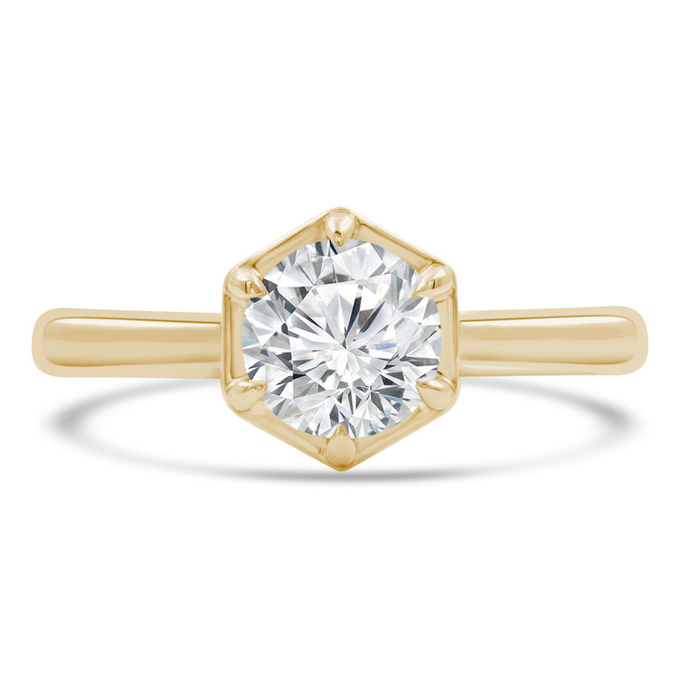 1 CT Round Diamond 6-Prong Tapered Solitaire Engagement Ring in 14K Yellow Gold (MD210403)