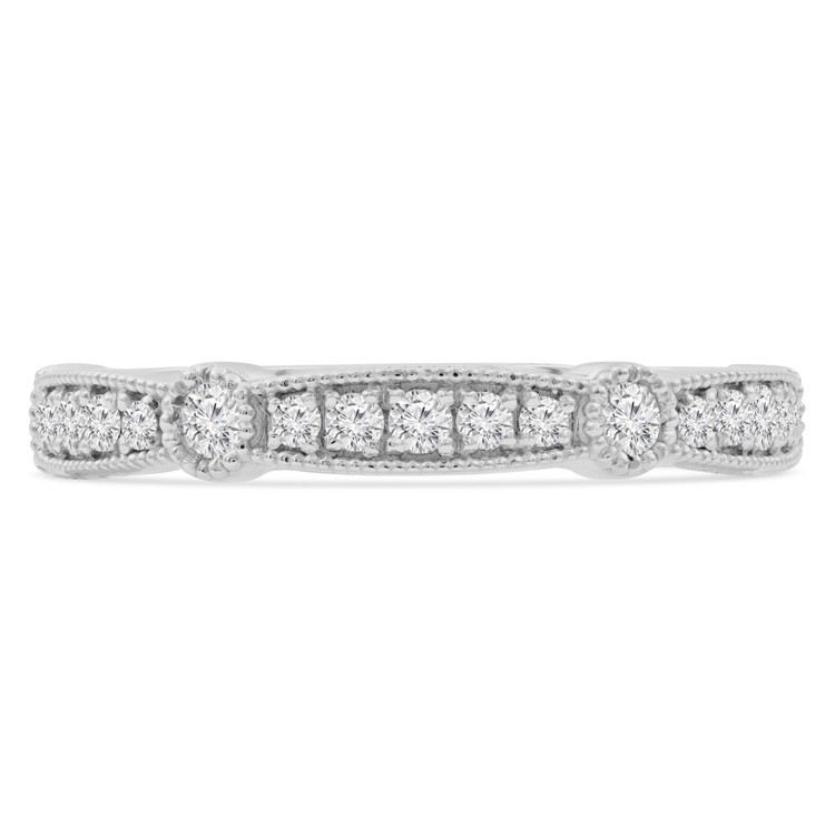 2/5 CTW Round Diamond Vintage 3/4 Way Semi-Eternity Anniversary Wedding Band Ring in 14K White Gold (MD210408)