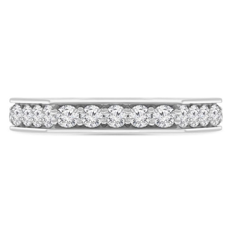 3/5 CTW Round Diamond 3/4 Way Semi-Eternity Anniversary Wedding Band Ring in 14K White Gold (MD210413)