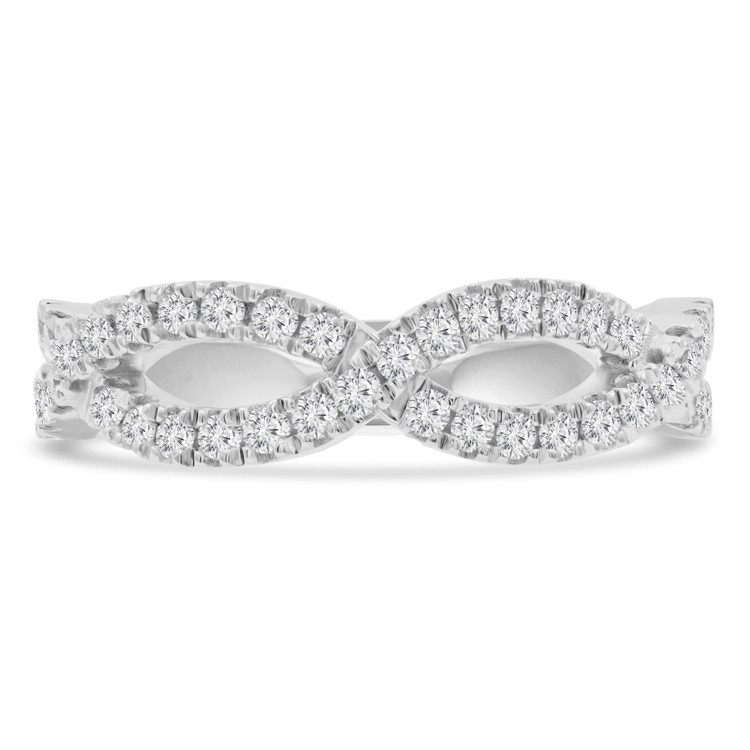 1/3 CTW Round Diamond Braided Semi-Eternity Anniversary Wedding Band Ring in 14K White Gold (MD210415)