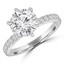1 3/8 CTW Round Diamond 6-Prong Hidden Halo Solitaire with Accents Engagement Ring in 14K White Gold (MD210422)