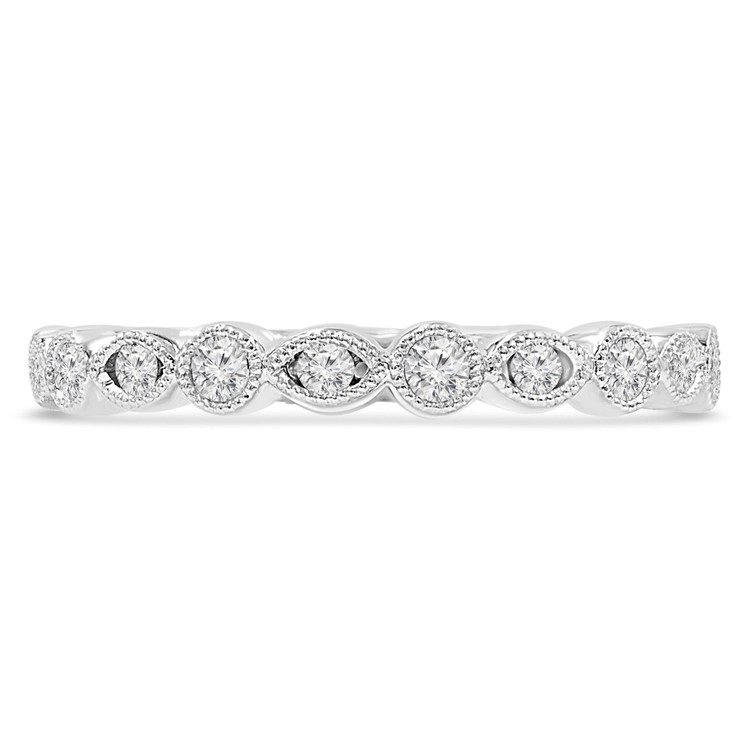 1/4 CTW Round Diamond Vintage Semi-Eternity Anniversary Wedding Band Ring in 14K White Gold (MDR210137)