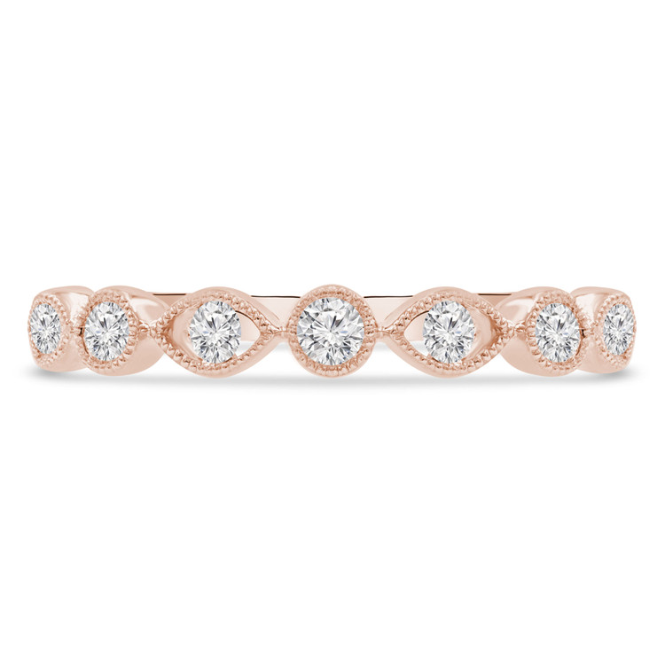 1/5 CTW Round Diamond Vintage Semi-Eternity Wedding Band Ring in 14K Rose Gold (MDR210149)