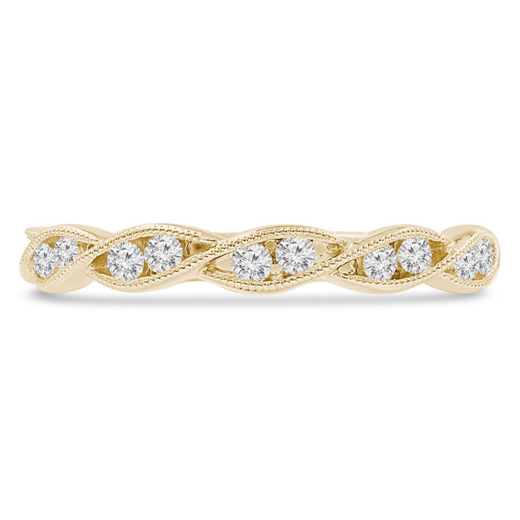 1/5 CTW Round Diamond Vintage Semi-Eternity Wedding Band Ring in 14K Yellow Gold (MDR210150)