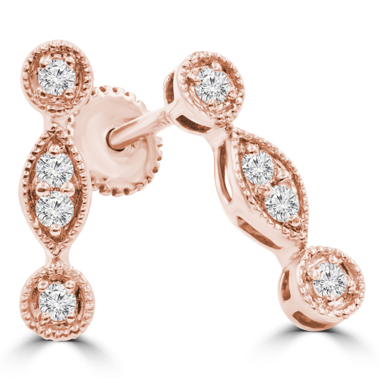 1/8 CTW Round Diamond Stud Earrings in 14K Rose Gold (MDR210153)
