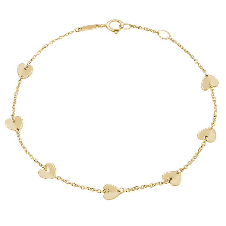 Heart Charm Chain Bracelet in 14K Yellow Gold (MDR210157)