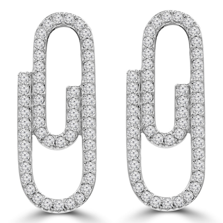 1/4 CTW Round Diamond Paper Clip Drop/Dangle Earrings in 14K White Gold (MDR210160)