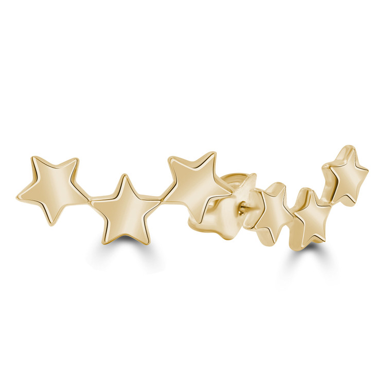 Three Star Stud Earrings in 14K Yellow Gold (MDR210162)