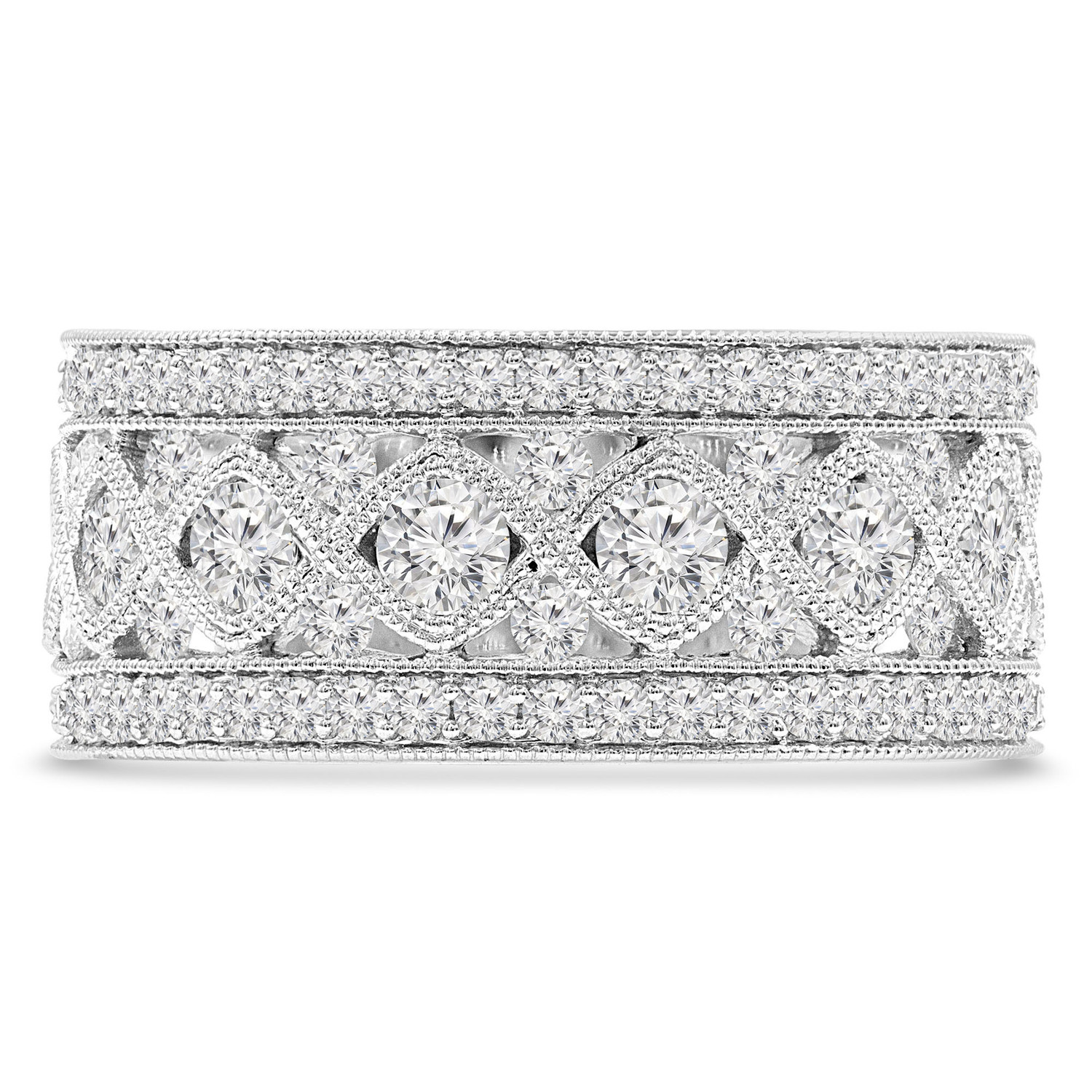 1 CTW Round Diamond Vintage Cocktail Ring in 14K White Gold (MDR210169)