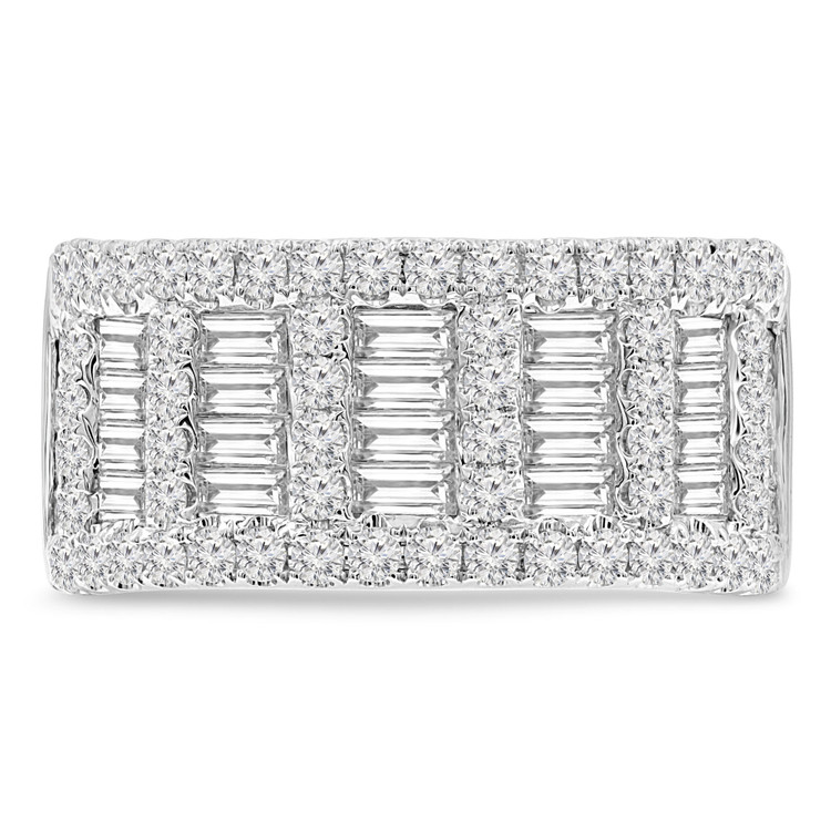 1 4/5 CTW Baguette Diamond Multi-row Cocktail Ring in 14K White Gold (MDR210174)