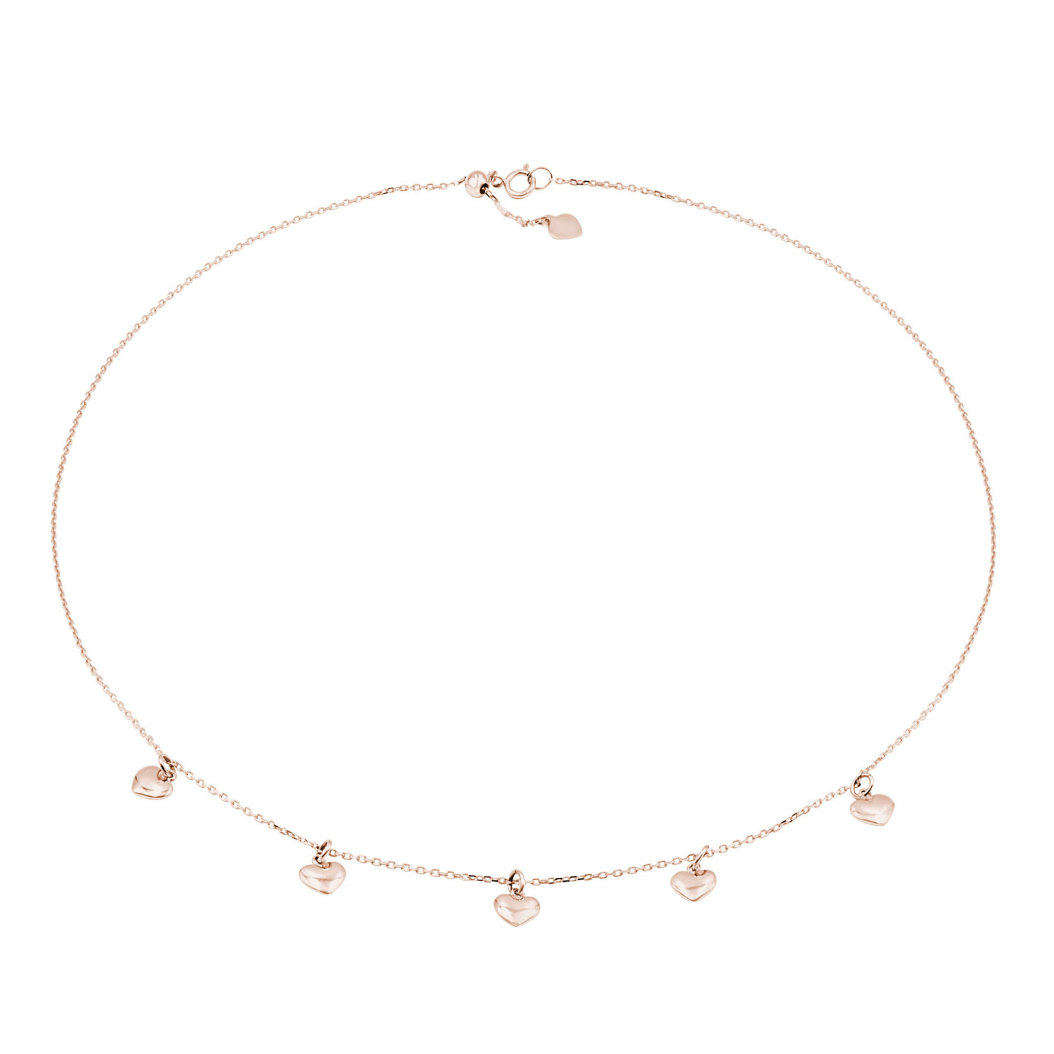 5 Heart Necklace in 14K Rose Gold (17" Chain) (MDR210183)