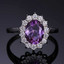 7 3/5 CTW Oval Purple Alexandrite Sapphire Halo Stud Earrings, Ring and Pendant Set in 0.925 White Sterling Silver (MDS210095)