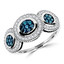 1/2 CTW Round Blue Diamond Halo Cocktail Ring in 14K White Gold (MDR140010)