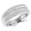 1/2 CTW Round Diamond Three-Row Semi-Eternity Wedding Band Ring in 14K White Gold (MDR140077)