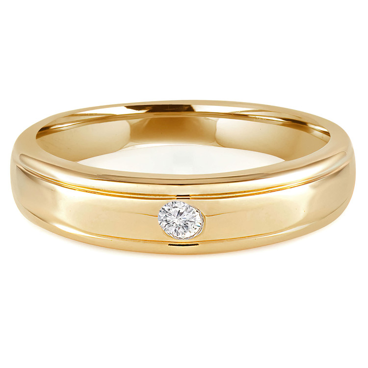 1/10 CT Round Diamond Classic Mens Wedding Band Ring in 14K Yellow Gold (MDR140081)