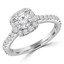 1 1/7 CTW Round Diamond Cathedral Cushion Halo Engagement Ring in 14K White Gold with Accents (MD210286)